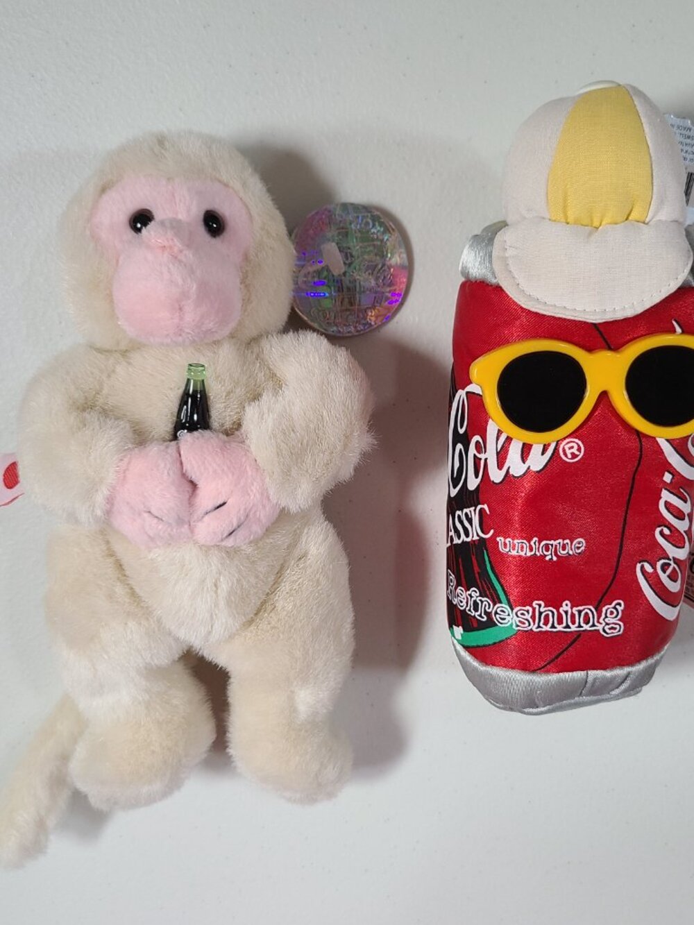 Coca Cola Monkey Plush & Bean Bag Soda Can Collectible Vintage 90's